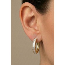 Osha Aksesuar Zirkon Taşlı Lüks Tasarım Halka Küpe