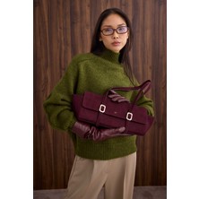 HE-QA Süet Baget Çanta Bordo