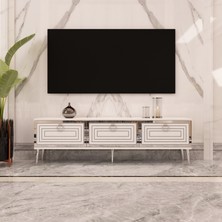 Morepp Palo 150CM Tv Sehpası Beyaz-Gümüş
