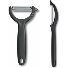 Morponi Lirazon 2'li Soyacak Set, Siyah Meyve Sebze Soyacağı, Dik ve Yan Soyma Seti, Paslanmaz Kaliteli Bıçaklı