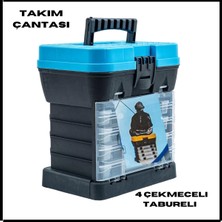 Özbience Şık Mavi Balı 4 Çekmeceli Tabureli Kçı Takım Çantası ZM.018