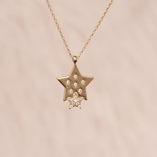 Hakan Mücevherat Taşlı Yıldız 14 Ayar Altın Kolye