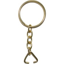 Marsilyan Anahtarlık Halkası, Halka + Zincir + Üçgen, 24MM, Altın, Sarı, 1 Adet