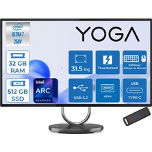 Lenovo Yoga Aıo 32ILL10 Intel Core Ultra 7 258V 32GB 512GB SSD 8GB/RTX5070/115W Intel Arc Graphics 140V 31.5" UHD (3840X2160) IPS 495NITS Freedos Kurumsal All In One F0HX001YTRF09 + Zettaçanta