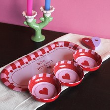 Sarkap Home 3'lü Çerezlik ve Sunumluk Tepsi Seti -  Bon Appetit Kırmızı