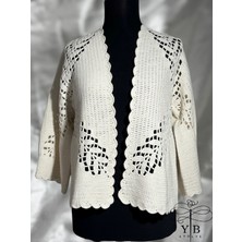 El Yapımı Yaprak Motifli Altıgen Hırka