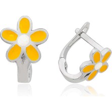 Akıllı Durak ​925 Ayar Gümüş Sarı Çiçek Çocuk Küpesi T3907 (491)