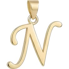 Hakan Mücevherat N Harfi El Yazısı 14 Ayar Kolye Ucu