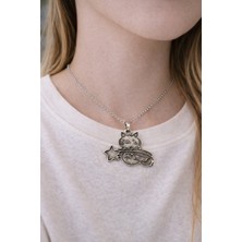 Herşey Nota Yıldızlı Kedi Figürlü Ince Form 60 cm Zincirli Metal Kolye