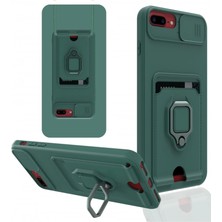 Iphone 7 Plus Kılıf Zuma Kartvizitli Yüzüklü Silikon - Yeşil