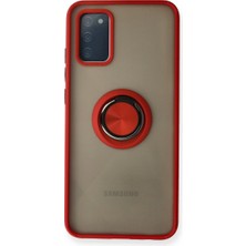 Samsung Galaxy A02S Kılıf Montreal Yüzüklü Silikon Kapak - Kırmızı