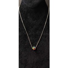 KirLinova Renkli Çiçek Figürlü Minimal Kadın Kolye Zincir