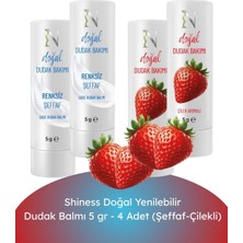 Shiness Doğal Dudak Balmı Yenilebilir Çilek Aromalı & Doğal Dudak Balmı Yenilebilir Sade 5 gr 2 Li Kofre