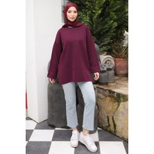 İmaj Butik Mürdüm Simli Merserize Triko Kazak