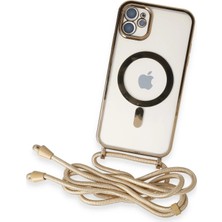 Platin Store Pilatin  iPhone 11 Kılıf Divo Lazer Askılı Magsafe Kapak - Gold Zeyd