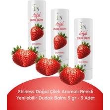 Shiness Doğal Dudak Balmı Yenilebilir Çilek Aromalı Renkli 3 Lü Paket