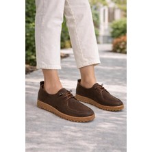 Aymood Bağcıklı Kadın Günlük Ayakkabı - Konforlu ve Şık Tasarım, Rahat Taban Kahve Süet