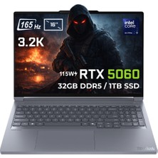 Lenovo Thinkbook 16P G6 Iax 21R0001JTX FR13 Intel Core Ultra 9-275HX 16 GB Ddr5 2 Tb Rtx 5060 8gb 115W 16 Inç 3.2k 165Hz IPS Windows 11 Home Gaming Laptop