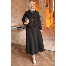 İmaj Butik Siyah Eteği Volanlı Bluz Etekli Scuba Takım