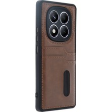 Xiaomi Redmi Note 14 Pro 4g Kılıf Sara Kartvizitli Deri Kılıf - Taba