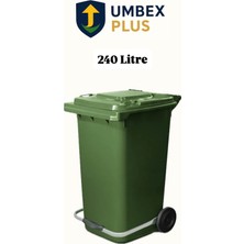 Plastik Metal Pedallı Çöp Konteyneri 240 Litre Konteyner - Isıya Dayanıklı Malzeme -