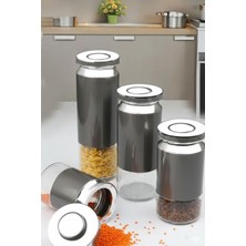 Çelikay Kosova 4 Lü Gri- Gümüş Cam Kavanoz Seti 1550ML-1230ML-940ML-690ML