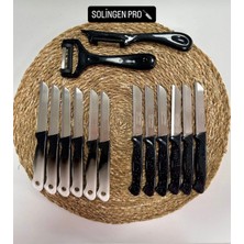 Solingen Siyah Ebruli & Simli Meyve Bıçağı ve Soyacak Seti 14'lü Takım