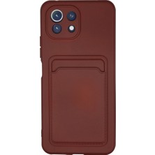 Xiaomi Mi 11 Lite Kılıf Kelvin Kartvizitli Silikon - Bordo