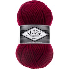 Alize Süperlana Maxi (5 Adet) 390 Vişne Rengi El Örgü Ipliği