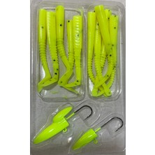 Özbience Micro Sandeel Sarı Silikon Jig Headli Atçek Seti, Balık Tutkunları Için