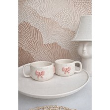 MeGgdecor 1 Adet Pembe Düğüm Seramik Kupa