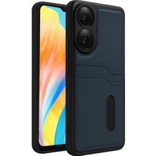 Oppo A38 Sara Kartvizitli Deri Kılıf - Lacivert