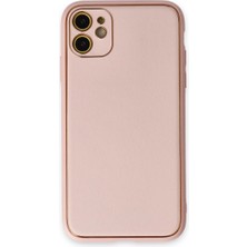 Iphone 12 Kılıf Coco Deri Silikon Kapak - Pudra