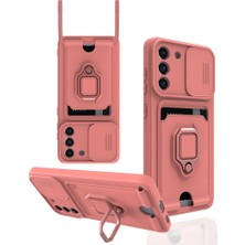 Samsung Galaxy S21 Fe Kılıf Zuma Kartvizitli Yüzüklü Silikon - Pembe