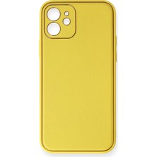 Iphone 12 Kılıf Coco Deri Silikon Kapak - Sarı