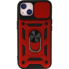 Iphone 15 Kılıf Pars Lens Yüzüklü Silikon - Kırmızı