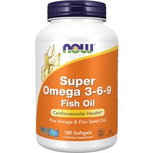 Now Foods Supplements, Super Omega 3-6-9 1200 Mg With A Blend Of Fish, Borage And Flax Seed Oils, 180 Softgels