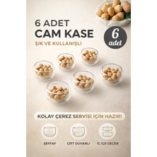 Berdina Home 6'lı Çift Cidarlı Kase Mini Seti Lokumluk Sosluk Reçellik Drajelik Mini Servis Cam Kase Seti