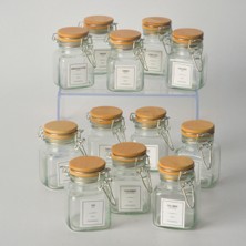 Tohana Bambu Kapaklı Kelepçeli 12'li Cam Baharatlık