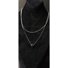 KirLinova Yıldız Figürlü Çift Zincirli Kolye -Gümüş