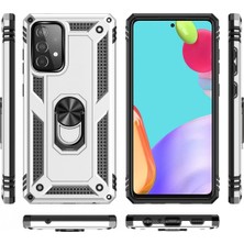 Platin Store Pilatin  Samsung Galaxy A52 Kılıf Sofya Yüzüklü Silikon Kapak - Gümüş Zeyd