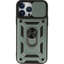 Iphone 13 Pro Kılıf Pars Lens Yüzüklü Silikon - Yeşil