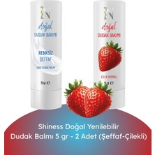 Shiness Doğal Dudak Balmı Yenilebilir Çilek Aromalı & Doğal Dudak Balmı Yenilebilir Sade 5 gr  Kofre
