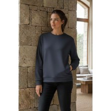 Alblanc Kadın Lacivert Bisiklet Yaka Sweatshirt