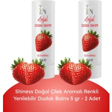 Shiness Doğal Dudak Balmı Yenilebilir Çilek Aromalı Renkli 2 Li Paket