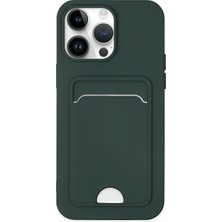 Iphone 14 Pro Kılıf Kelvin Kartvizitli Silikon - Koyu Yeşil