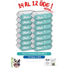 14 Al 12 Öde Sleepy 50'li Vücut Temizleme Mendili Xl ve Rosıe