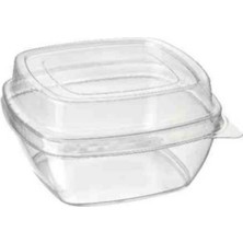 Yorulmaz Ambalaj Kristal Kare Kase Kapaklı  330 cc 24 Lü– Şeffaf Plastik, Şık Sunumlar Için Ideal Servis Kabı