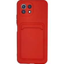 Xiaomi Mi 11 Lite Kılıf Kelvin Kartvizitli Silikon - Kırmızı