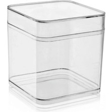 Yorulmaz Ambalaj Kristal Kare Magnolya Kavanoz 270 cc Kapaklı CP08 24'lü – Şeffaf Plastik Tatlı Kabı